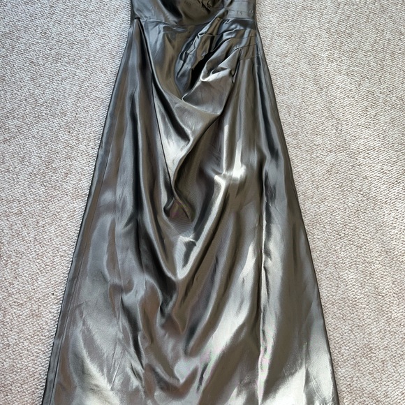 NWT Tom Barra Collection Elegant Long Dress Gown Metallic Taupe Pewter 4P Formal - Picture 8 of 14